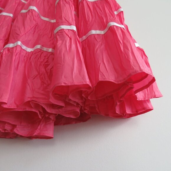 VINTAGE BETSEY JOHNSON Pink Taffeta Tiered Maxi Skirt Punk Fairy Grunge - Size 8 - Picture 7 of 16